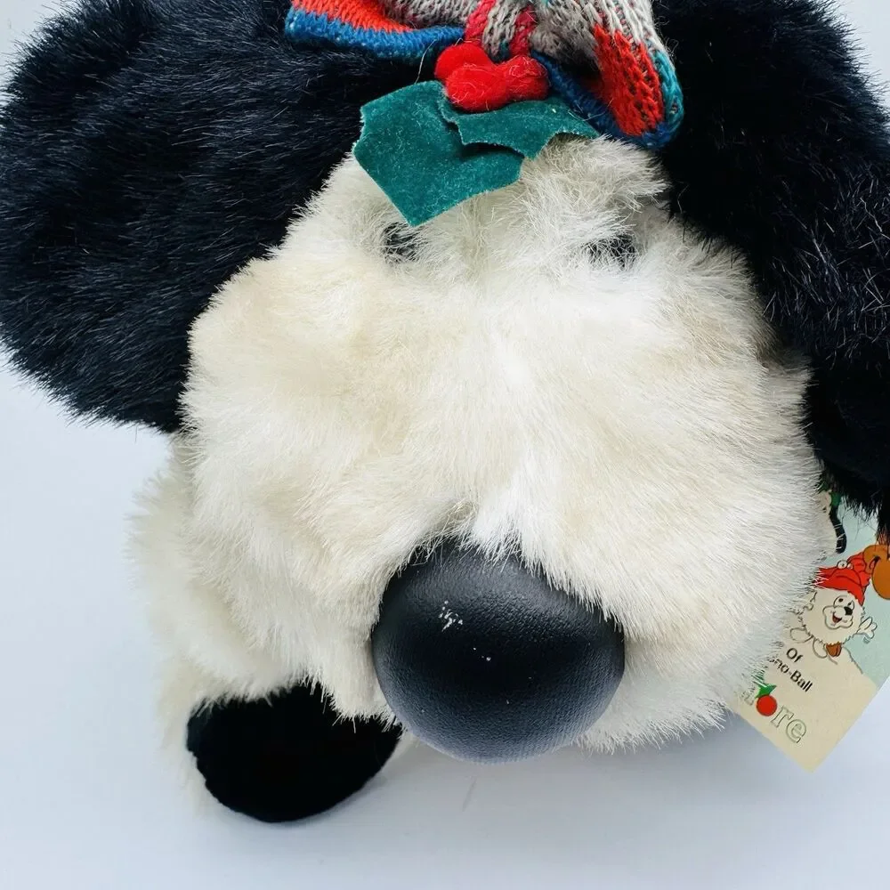 Vintage 1986 Berrymore Dog Plush Squeaks Adventures Moostletoe Christmas Snoball